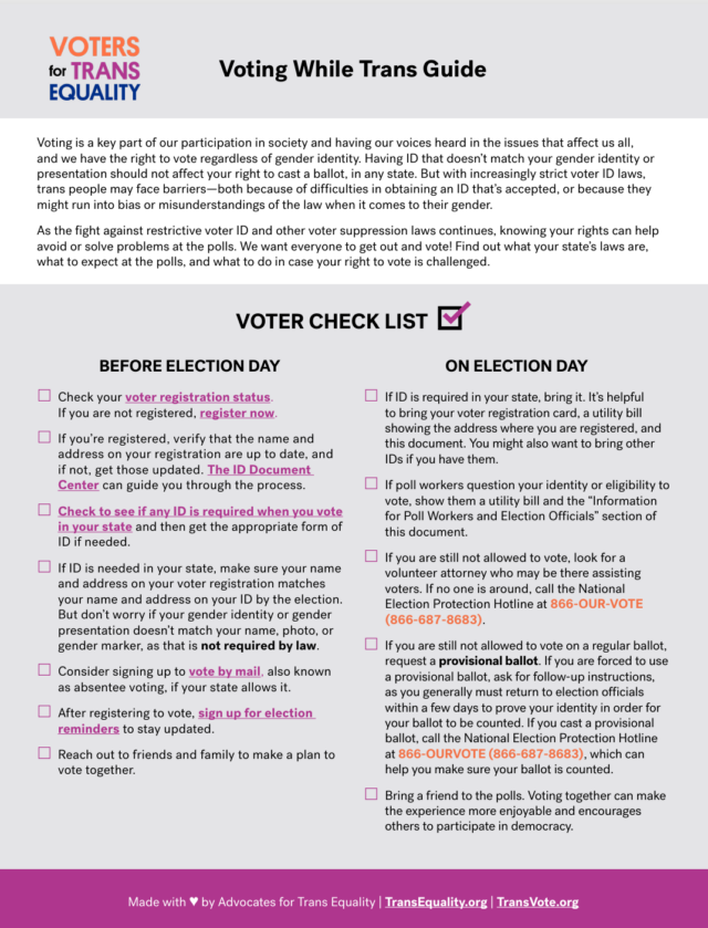 Voting While Trans Guide