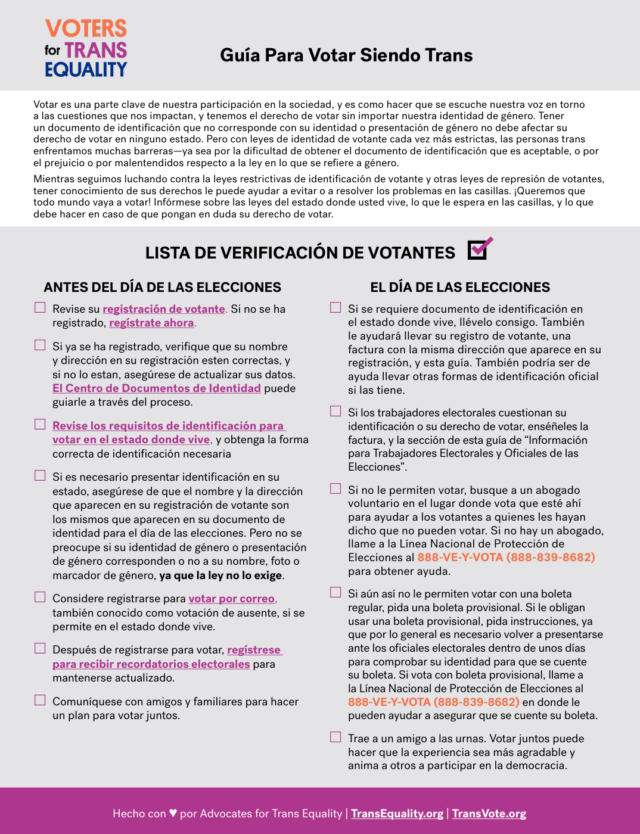 Guía Para Votar Siendo Trans